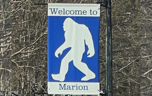 Street banner for the Marion North Carolina Big Foot Festival