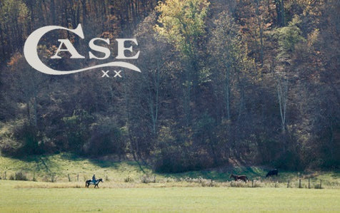 The Case Knife logo over a mountain scene.