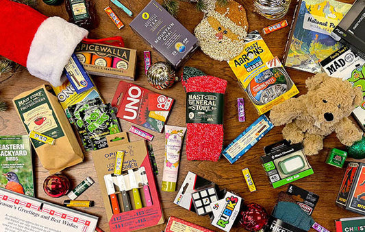 Stocking Stuffers including food, toys, games and socks.