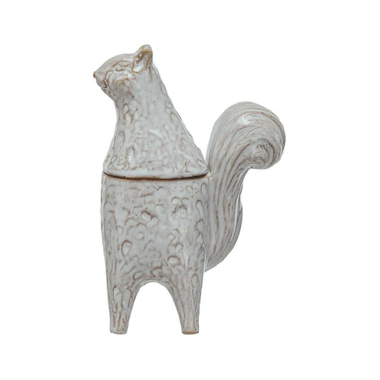Creative Co-Op Stoneware Squirrel Shaped Jar