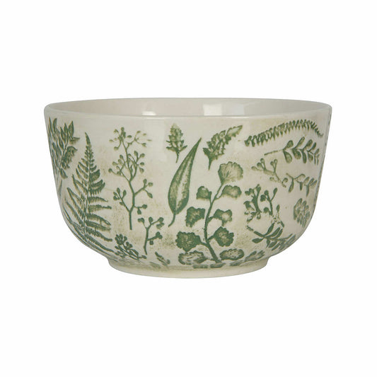 Hand-Stamped Embossed Stoneware Bowl
