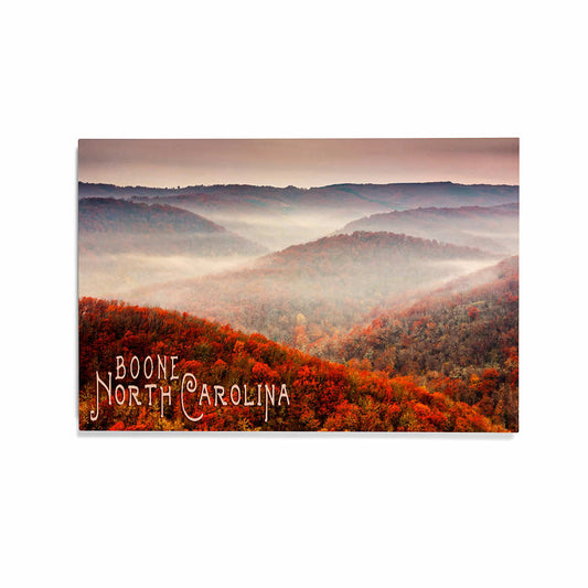 Boone Autumn Fog Over Hills Wooden Magnet