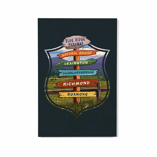 Lantern Press Blue Ridge Parkway Virginia Destination Signpost Wooden Magnet