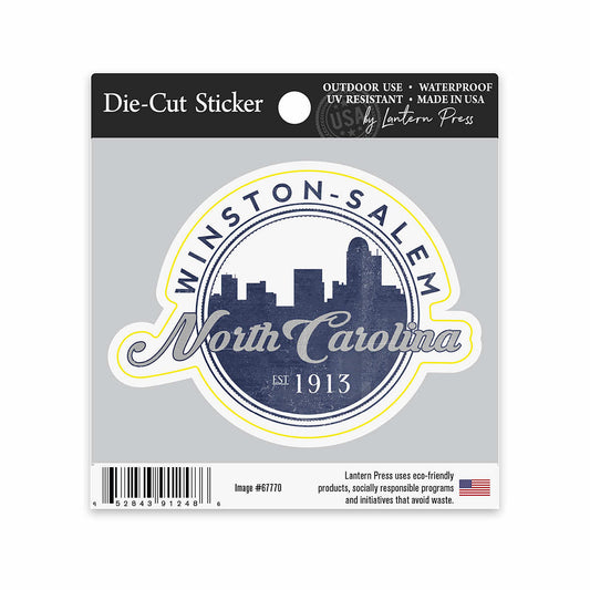 Lantern Press Winston-Salem Skyline Seal Vinyl Sticker