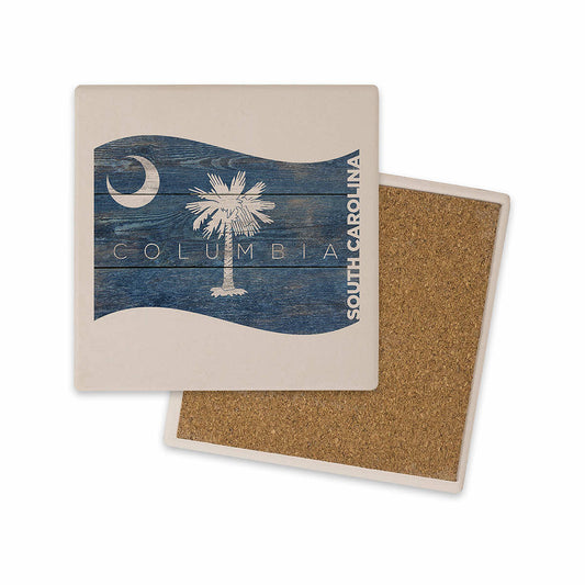 Lantern Press Columbia South Carolina Rustic State Flag Coaster