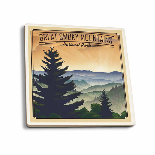 Lantern Press Great Smoky Mountains Lithograph Series Coaster