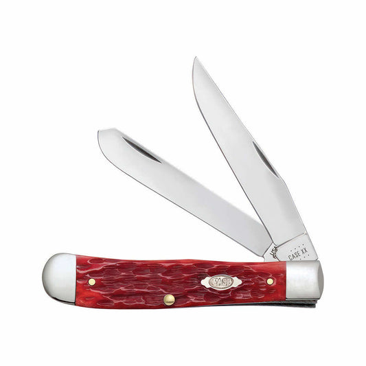 Peach Seed Jig Dark Red Bone Trapper Knife