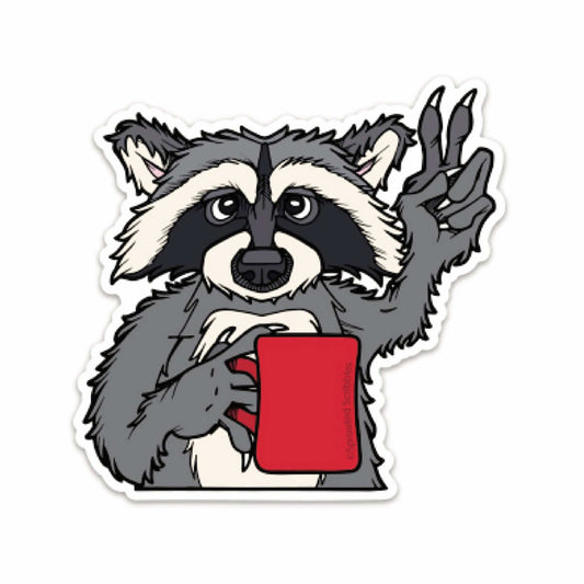 Raccoon Coffee Sticker
