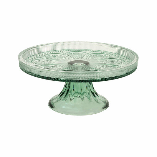 Boston International Codi Recycled Glass Cake Stand - Green