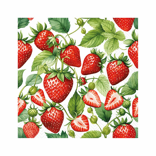 Boston International Fresh Strawberry Paper Cocktail Napkins