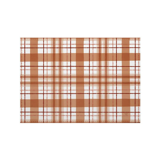 Rust Plaid Luxurious Vegan Leather Placemat