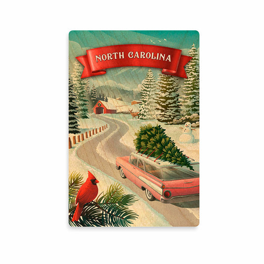 Lantern Press North Carolina Holiday Tradition Wooden Postcard