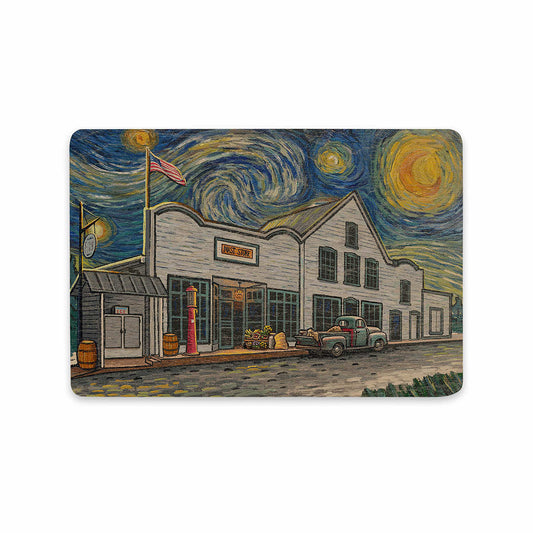 Lantern Press Mast General Store Starry Night Wooden Postcard