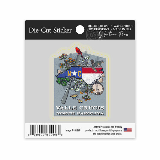 Lantern Press Valle Crucis North Carolina State Treasure Trove Small Sticker