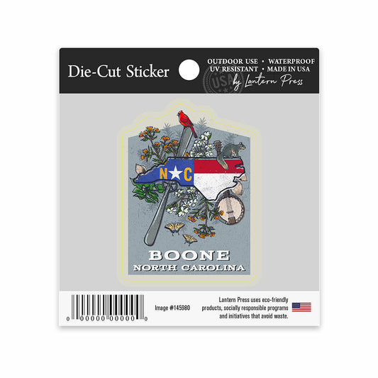 Lantern Press Boone North Carolina State Treasure Trove Small Sticker