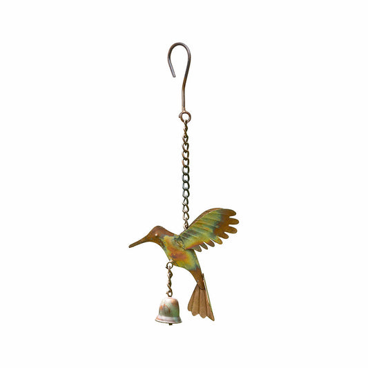 Ancient Graffiti Hummingbird Flamed Bell Garden Ornament