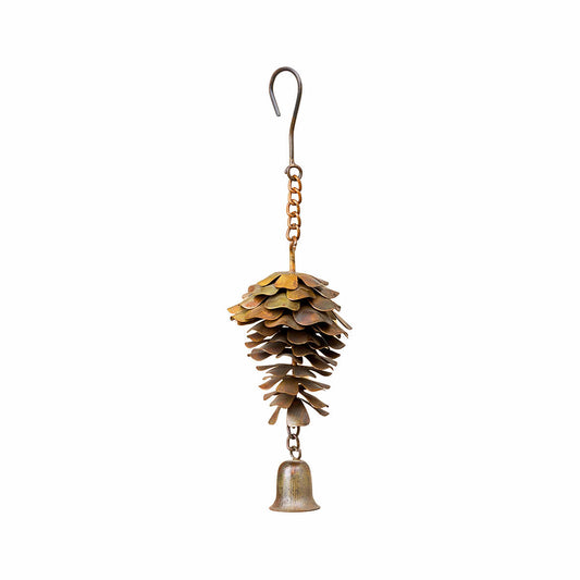 Ancient Graffiti Pinecone Flamed Bell Garden Ornament