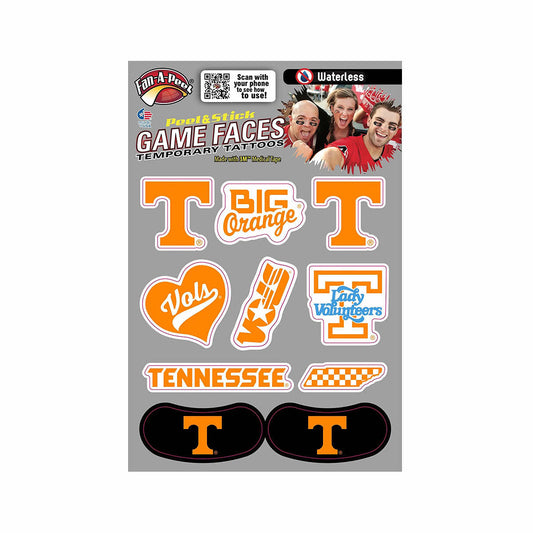 Game Faces University of Tennessee Variety Waterless Temporary Tattoos
