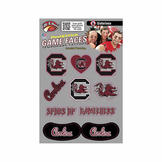 Game Faces University of South Carolina Variety Waterless Temporary Tattoos