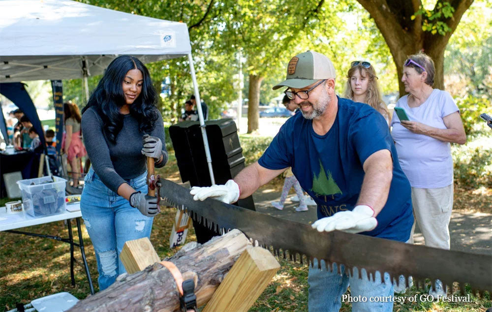 Outdoor lod sawing demo at Roanoke's GO Fest