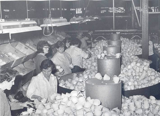 Fiesta factory workers sorting cups circa 19950