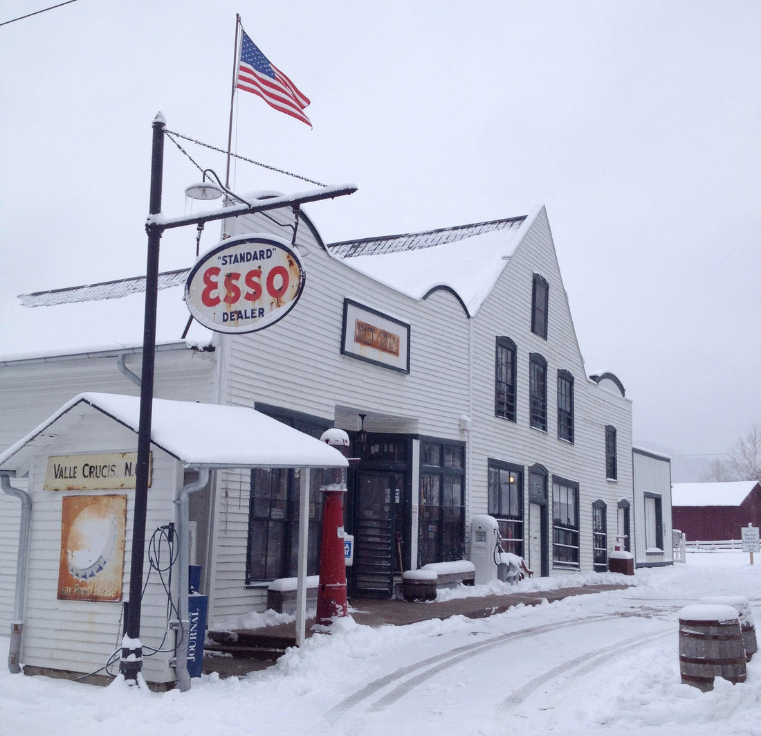 Exterior of the Mast Store in the snow