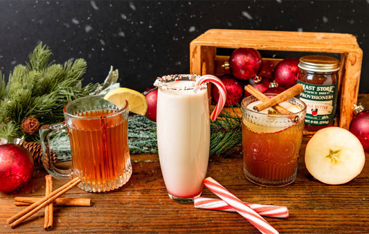 Holiday Mixology drinks on display with candy canes