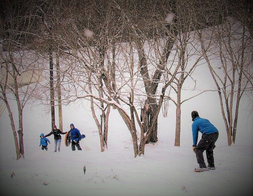 People playing in the snow
