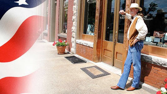 Colonel Littleton standing in front of his store.