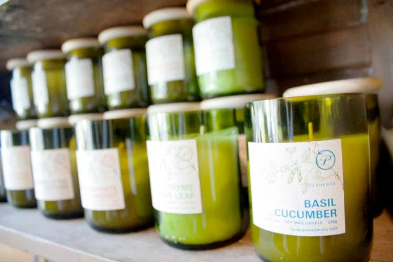 Paddywax can dles on a shelf