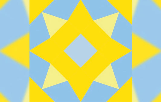 A blue and yellow quilt square