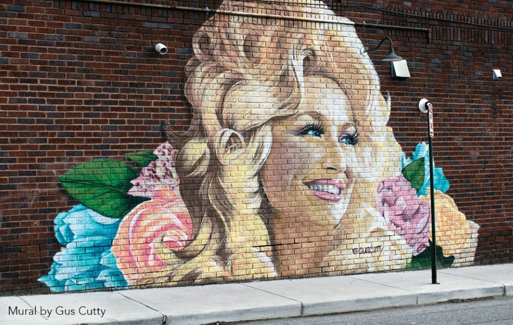 Dolly Parton mural in Asheville, NC