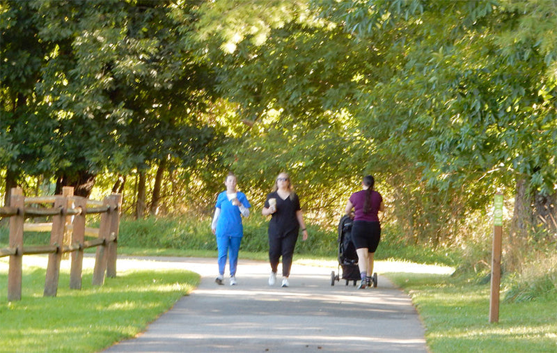 People walking on an urban path