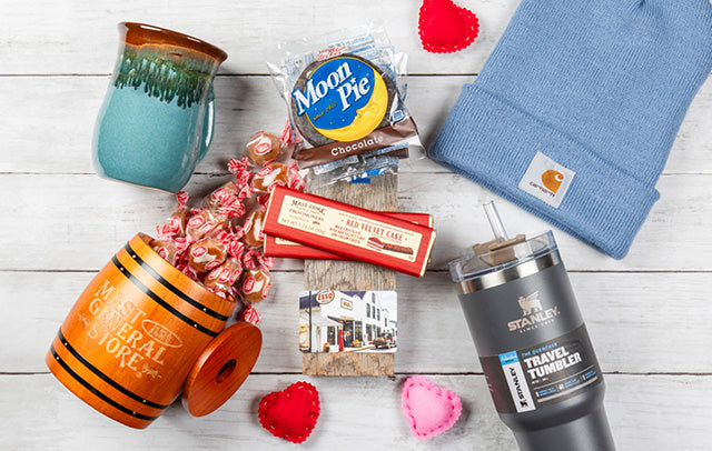 Gifts for your Valentine including mast candy, a handwarmer mug and a Stanley tumbler