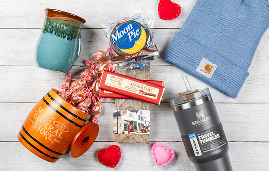 Gifts for your Valentine including mast candy, a handwarmer mug and a Stanley tumbler