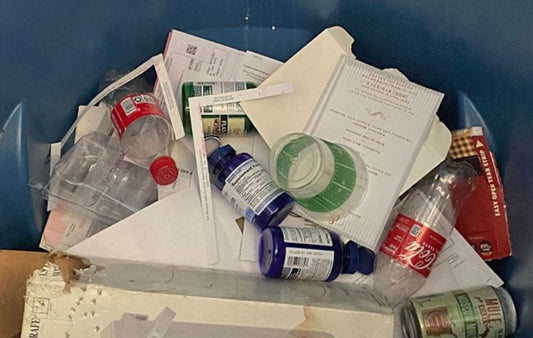 Items to be recycled in a bin