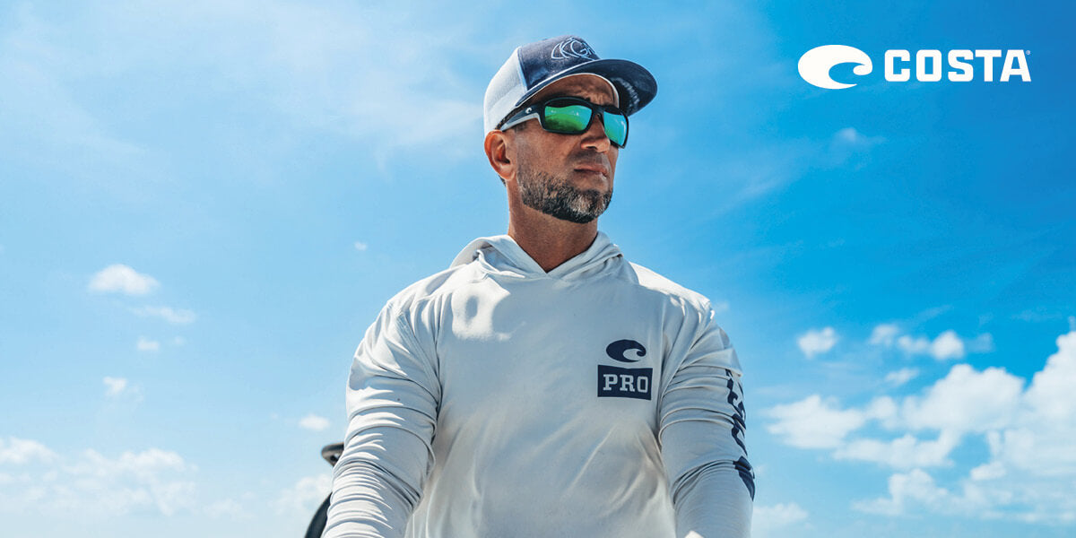 Man wearing Costa sunglasses.
