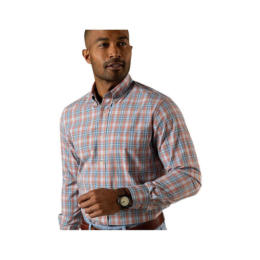 Duck Head Men's Jeffries Plaid Performance Poplin Long Sleeve Sport Shirt