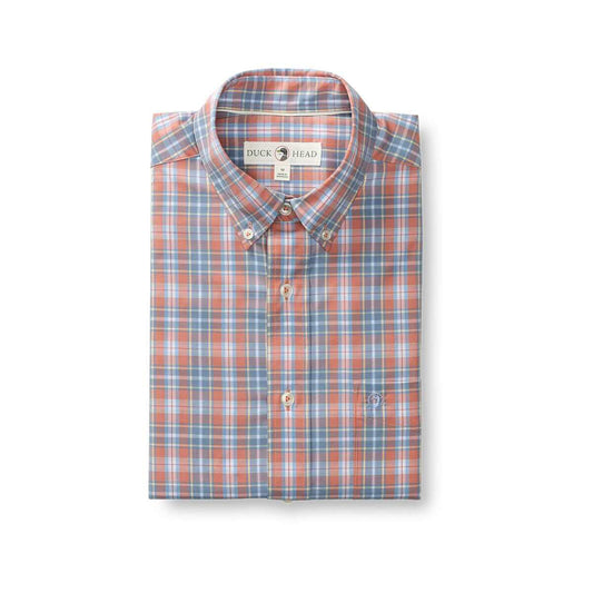 Duck Head Men's Jeffries Plaid Performance Poplin Long Sleeve Sport Shirt