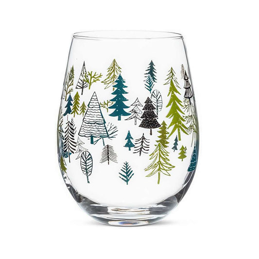 Abbott Allover Trees Stemless Wine Glass