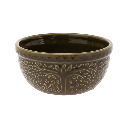 Boston International Olive Green Leaf Embossed Bowl