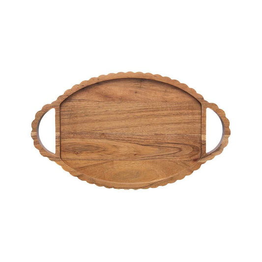 Boston International Scalloped Acacia Oval Wood Tray