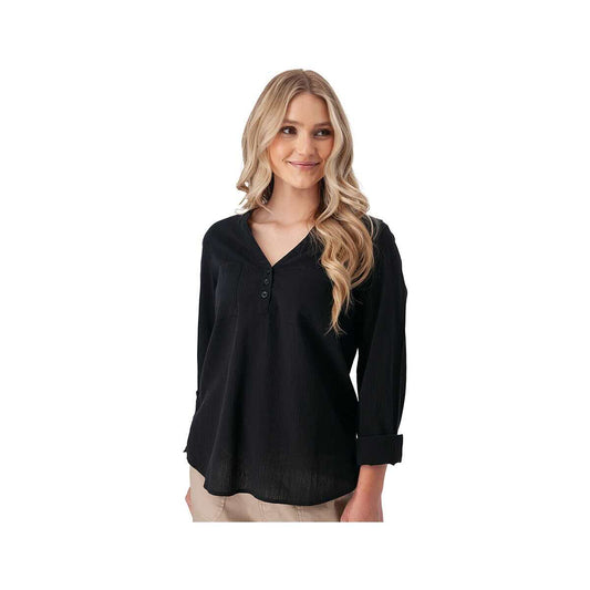 Aventura Women's Beachcomber Solid Long Sleeve Popover Top