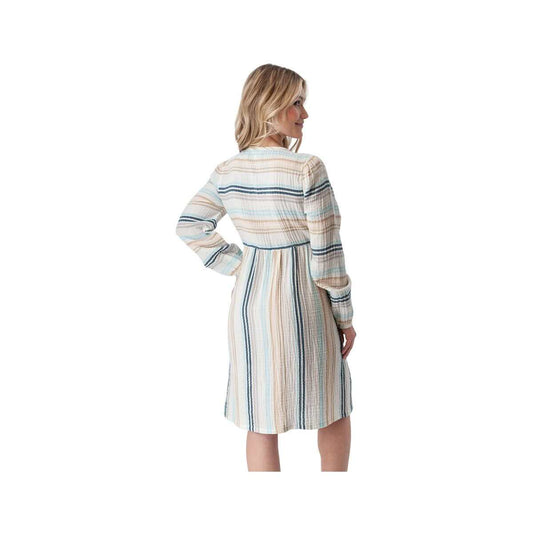 Aventura Women's Good Vibes Boho Striped Long Sleeve Dress