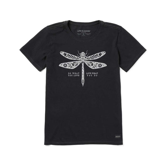 Life is Good Women's Do What You Love Dragonfly Floral Short Sleeve Crusher Lite T-Shirt