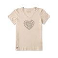 Life is Good Women's Ditsy Heart Short Sleeve Crusher V-Neck Shirt