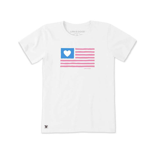 Life is Good Women's Hearts and Stripes Forever Short Sleeve Crusher Lite T-Shirt