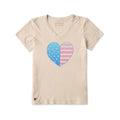 Life is Good Women's Radiant Americana Heart Short Sleeve Crusher Lite V-Neck Shirt