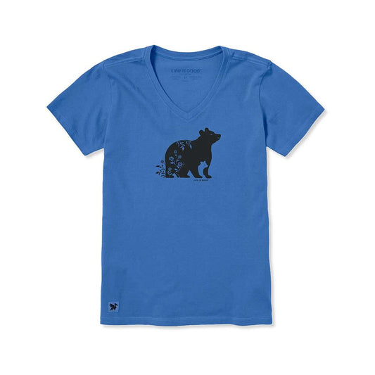 Life is Good Women's Mama and Cub Short Sleeve Crusher Lite V-Neck Shirt