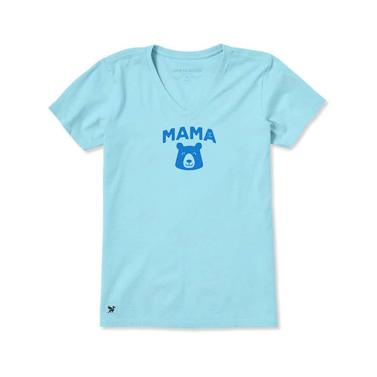 Life is Good Women's Mama Bear Head Short Sleeve Crusher Lite V-Neck Shirt